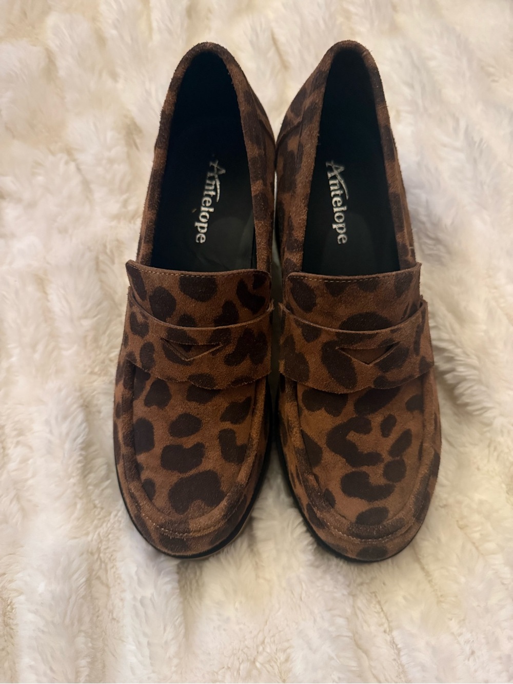 Antelope Brown Leopard-Print Slip-On Loafers